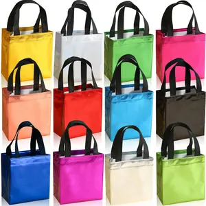 Colorful Gift Bag, 12pcs/set Glitter Gift Wrapping Bag with Handle, Gift Packaging Supplies for Birthday Party Wedding, Party Gift Packs, Birthday Gift Accessories