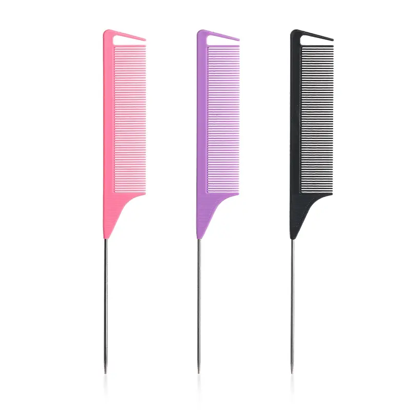 Professional Styling Comb with Steel Needles, Durable Abs Handle, Ideal for Long Hair & Normal Hair Types, Salon Tool for Parting Curls Highlights, Hair Styling Combs, Hair Styling Tools, Grooming Comb