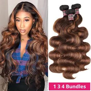 FB 30 Highlight Bundles Body Wave Human Hair Bundles Ombre Colored Remy Human Hair Wavy Hair Extentions