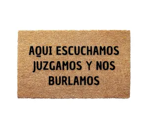 Spanish Funny Organic Coconut Coir Doormat - Cozy Handmade Welcome Gift with Non-Slip Backing, Available in 16x24", 17x30", 24x36" Sizes, Modern Design