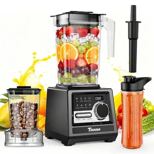 TINANA 1800W Countertop Blender and Grinder Combo, 68 oz Smoothie Maker with 27 oz Coffee Grinder, Ice Crusher, Frozen Fruit, Black