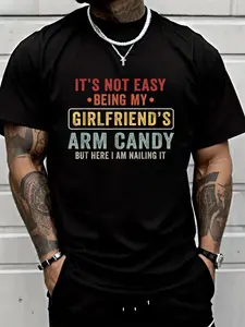100% cotton unisex men women tshirt gift it’s not easy being my girlfriend’s arm candy vintage t shirt – 2026 valentine’s day printed short sleeve t shirt top