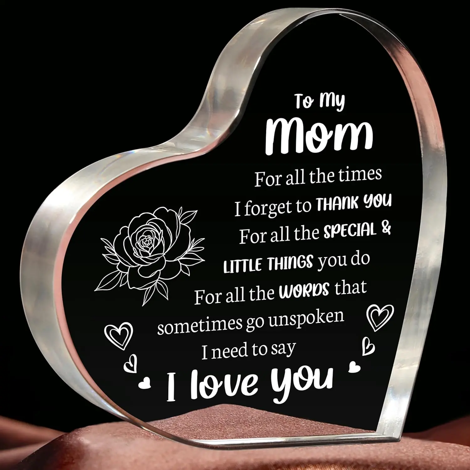 [Mother's Day Gift] I Love You Mom Acrylic Keepsake - Birthday Gifts for Moms From Daughter Son, Best Christmas Mother's Day Present10x10cm