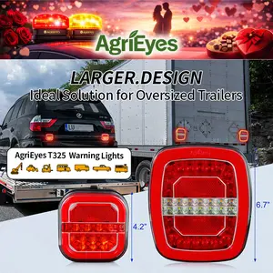 AgriEyes T325 Wireless Magnetic Trailer Light with Emergency Warning Lights – Heavy-Duty LED, USB-C Rechargeable, IP67 Waterproof, 22 LEDs, 5 Modes, 1-Year Warranty