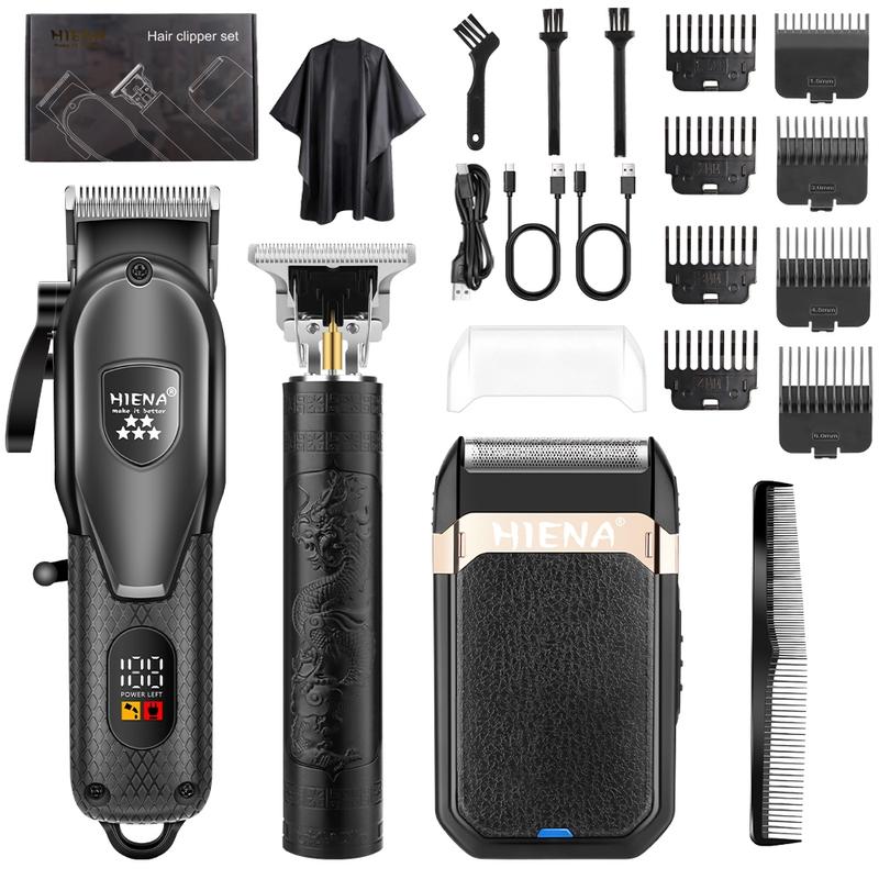 3-Piece Men's Electric Hair Clipper and Shaver Set, USB Rechargeable ...