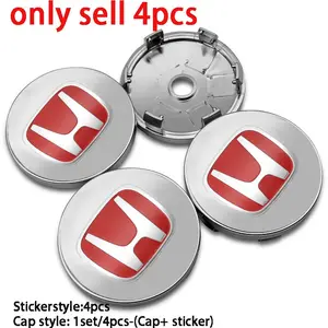 4PCS Car Wheel Center Hub Caps Sticker Decals Styling Accessories For Honda Civic Accord Fit City Vezel CRV HRV Odyssey Jazz Prelude Insight