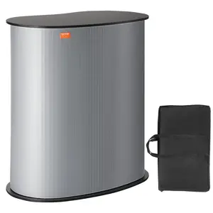 fathersdaygift VEVOR Portable Tradeshow Podium Table, 35.43x 19.29x 37.01, Display Exhibition Counter Stand Booth Fair with Wall, Foldable Promotion Retail Bar Table Pop Up Podium Counter with Carrying Bag