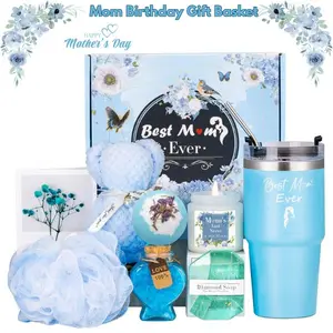 Mom Birthday Gift Basket, Perfect for Mother’s Day Gift, Gifts for Mom from Daughter Son, Relaxing Spa Gift Set, New Mom Self Care Kit, 20oz Tumbler for Mama
