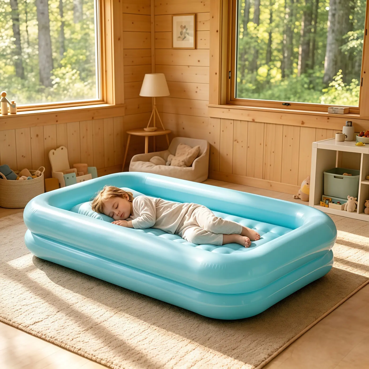 Thick Inflating Bed - Lightweight Travel, Star Pattern, Quick Inflate, Portable, Multi-Purpose Inflatable Indoor/Outdoor Furniture for Camping, Bedrooms