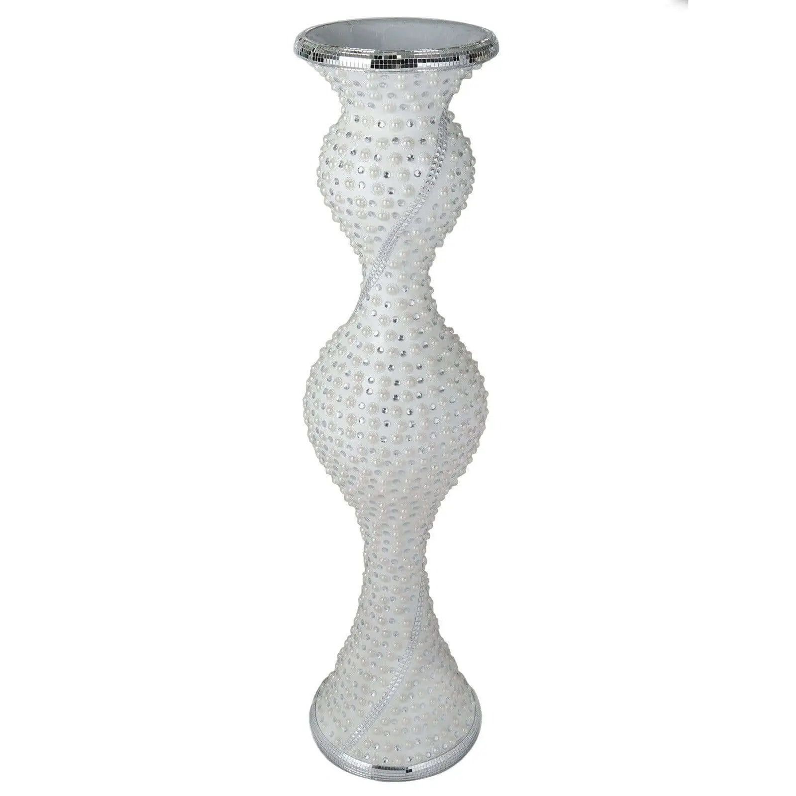 40 inches Freestanding Flower Vase - Magical Mermaid Style, Mirror Mosaic & Pearl Studded Decorative Vases for Home Decor