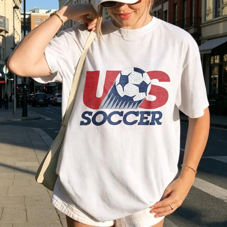 Comfort Colors Vintage USA Soccer Graphic T-Shirt Retro American National Team Tee USWNT USMNT Football Fan Game Day Shirt