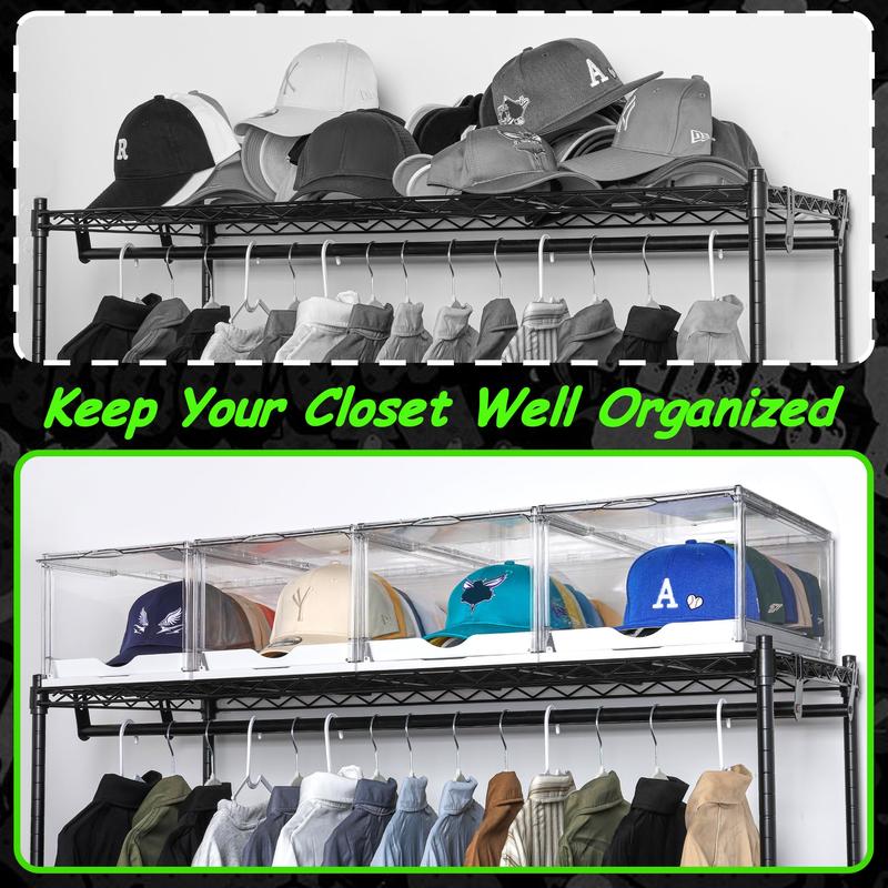 【New Arrrival】Vtopmart Hat Organizer for Baseball Caps,clothing with Clear Holder Box, Large Cap Storage with Sliding Tray, Stackable Rack Display Case & Magnetic Door, New Year Hauls