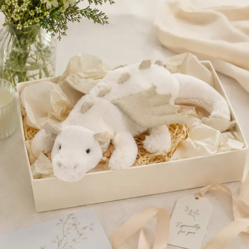 Jellycat Snow Dragon Plush Toy, Soft Mythical Dragon Stuffed Animal, Cute Fantasy Plush Doll, Cozy Collectible Gift for Kids & Dragon Lovers, Keychains