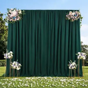2 Panels 5x10ft Dark Green Soft Fabric Backdrop, Polyester Drapes with Gentle Sway for Wedding Arch, Sweetheart Table, Birthday, Home Decor