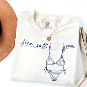 Comfort Colors Preppy Sea Salt Sun Shirt, Vintage Bikini Shirt, Summer Beachy Tee, Coastal Aesthetic Tee, Beach Vibes Tee, Beach Lover Gift - AL
