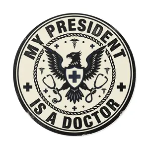 My President Is A Doctor round vinyl sticker | Medical Eagle Seal, Stethoscope Emblem