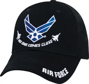 Black - Air Force "No One Comes Close" USAF Wing Baseball Cap, Structured Hat