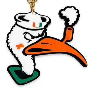 Custom Orange & Green Bird Acrylic Fan Chain – Mascot Inspired Sports Pendant