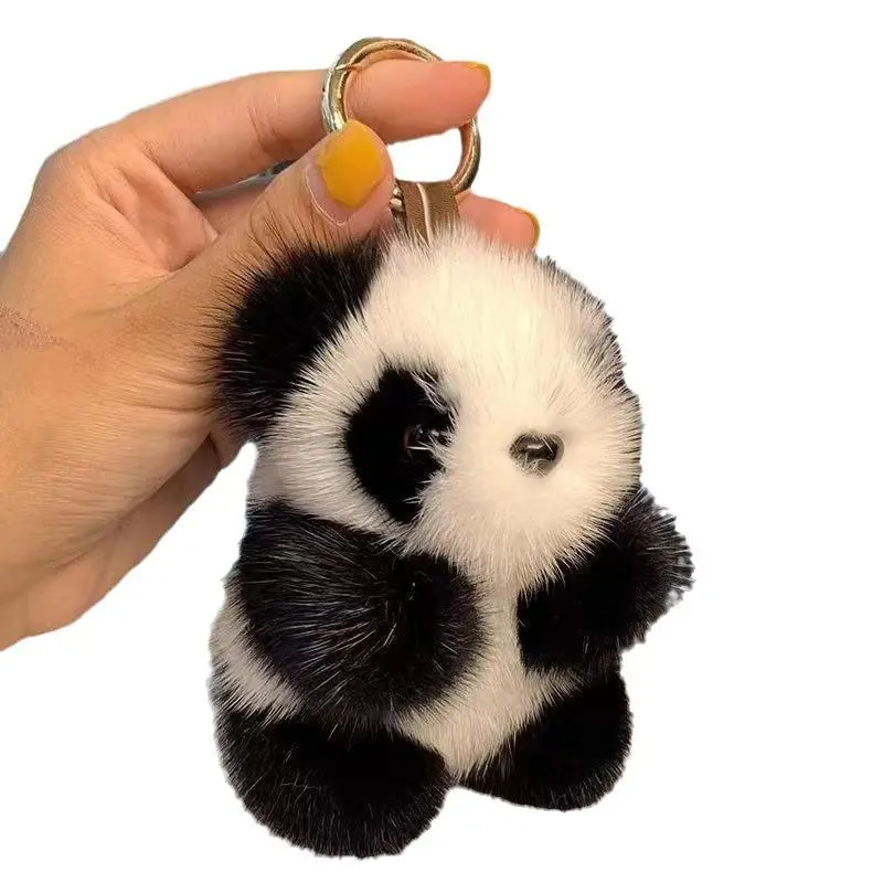 Soft Plush Panda Keychain, Kawaii Bag Charm for Girls, Fluffy Purse Accessory with Durable Gold-Tone Metal Ring, Special Gift, Keychain For Purse, Whimsical