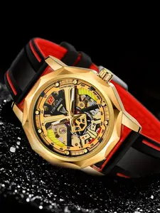 Men's Mechanical Watch, High-End Casual Style, Round Dial, Alloy Case, Mineral Glass, All Seasons Wear, Perfect Gift Choice, Mechanical Style Watches