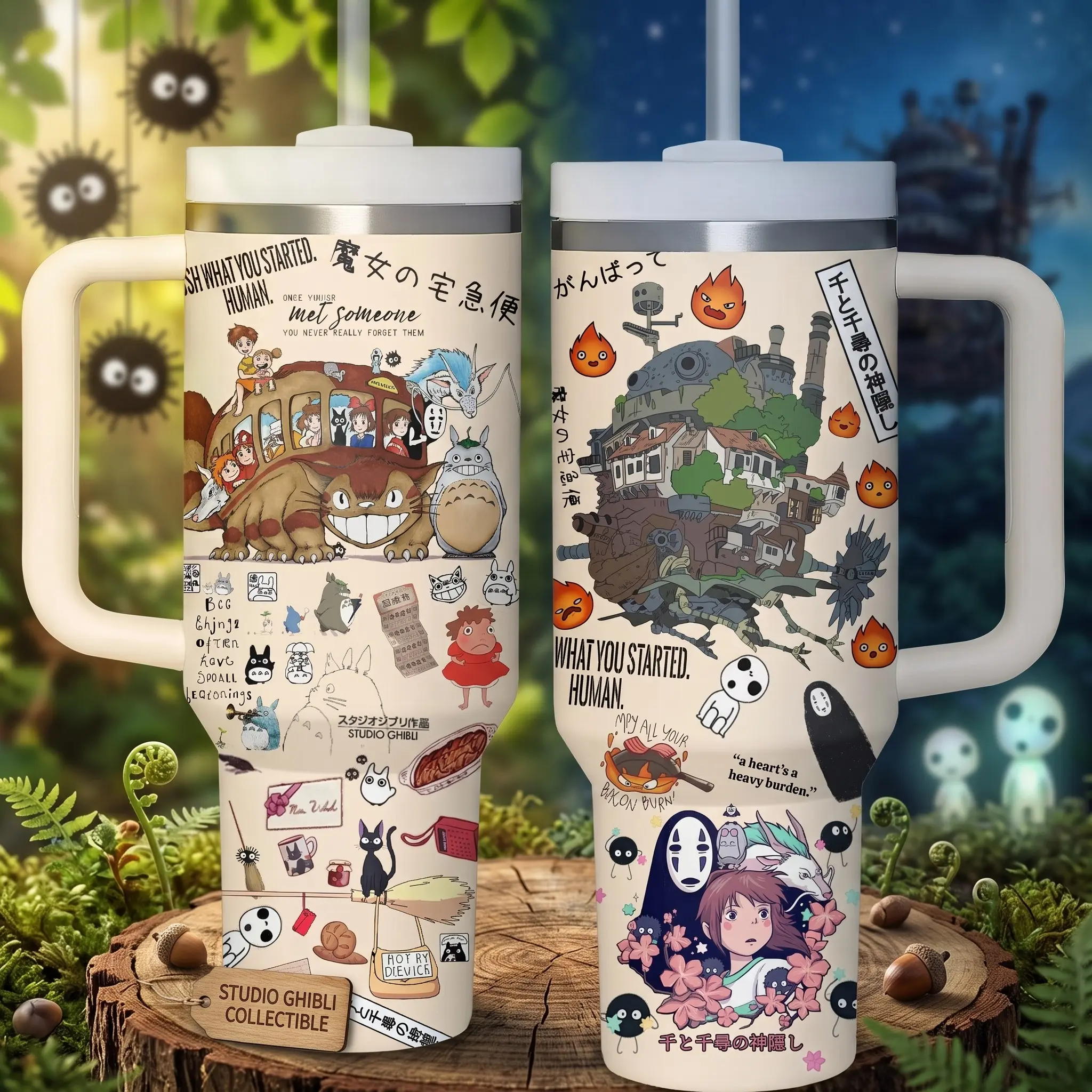 Custom Japanese Anime Spirit Tumbler 40/30/20 oz With Handle