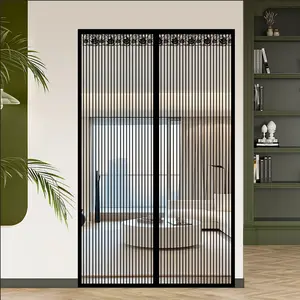 Black Magnetic Mesh Door with Mosquito Net - No-Drill, Automatic Closing, Breathable Fabric for Home Decor, Bedroom, Kitchen & Balcony - Keeps Bugs Out, Easy Access, Elegant Home Decor | Nodrill Installation