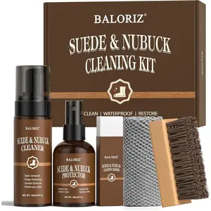 Suede & Nubuck Care Kit for Clog & Sandal, 5-Piece Set with Cleaner, Protector, Suede Brush & Eraser, Microfiber Cloth, Care Kit Protect for Shoes, Boots, Uggs, Jackets, Bags and Apparel