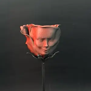 Awakened Rose                   Rose, decor, figurines, flower, 3d printed, collectible, figurine Ornaments Matte Red Black