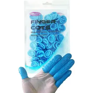 Large Disposable Nitrile Finger Cots, Non-allergenic No Powder Finger Protectors, Suitable for Beauty, Manicure, Massage, Electronic Repair 100 pcs (Blue)