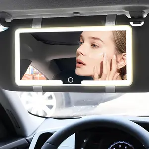 Car Sun Visor Vanity Mirror, Car Vanity Mirror with Lights, Makeup with 3 Light Modes, Rechargeable Dimmable Touch Control Travel Makeup for Sedan Truck SUV