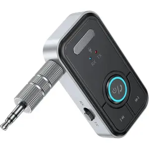 Car Bluetooth Receiver, Noise Cancelling 3.5mm AUX Bluetooth Car Adapter, Wireless Audio Receiver for Home Stereo/Wired Headsets, Hands-Free Calling