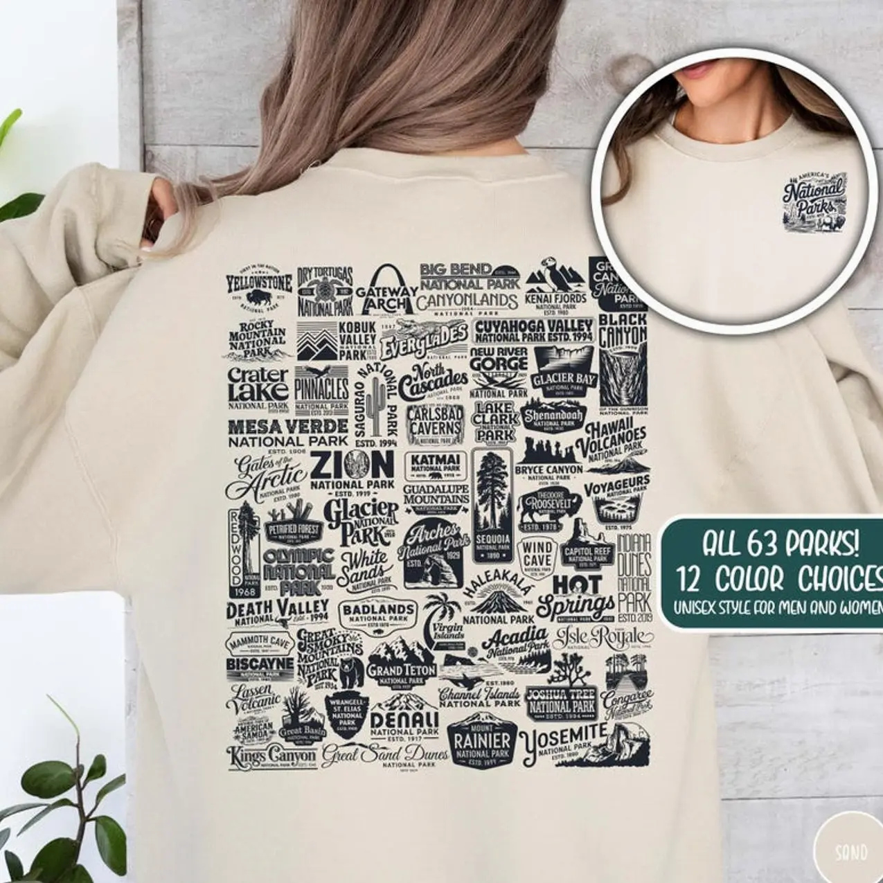 Vintage National Parks Crewneck Traveler Gift Hiking Sweatshirt Camping Sweater Parks Lover Gift for Her Yosemite Yellowstone Granola Girl