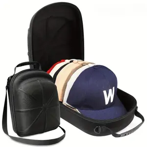 Baseball cap travel hat box, hard hat storage box, portable pressure-proof hat storage bag with shoulder strap and handle, suitable for outdoor, travel and home storage travel accessories packing cubes travel organizer