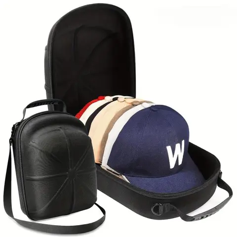 Baseball cap travel hat box, hard hat storage box, portable pressure-proof hat storage bag with shoulder strap and handle, suitable for outdoor, travel and home storage travel accessories packing cubes travel organizer