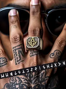 FaithHeart Freemason Jewelry Masonic Signet Punk Biker Thumb Rings for Men