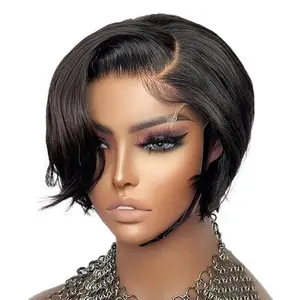 Front Lace Wig Bob Hair Women's Short Straight Hair Full Head Cover