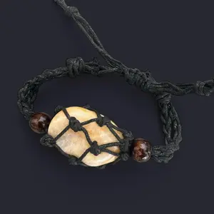 Yellow Jasper Adjustable Macrame Bracelet