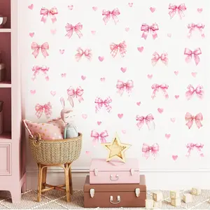 60 count  Bow Wall Decor Watercolor Girls Room Wall  Bow Stickers for Backdrop Crafts  Bow Theme Party Sign for Balloon Arch Decoration  Decal for  Shower Girls Birthday