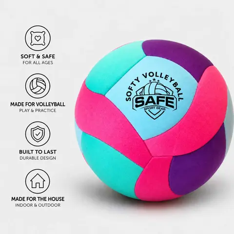 Super Soft Fabric Volleyball - Teal Kid-Tested Tough Volleyball Equipment for Beginners, Wall-Safe Bounce Casual Games, 1-Month Guarantee for Home Play & Youth Rainy Day Training