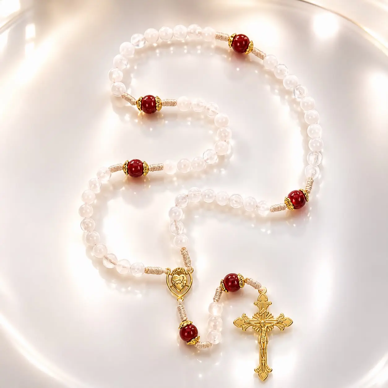 MOST PURE SACRED HEART  CRYSTAL RUBIS ROSARY