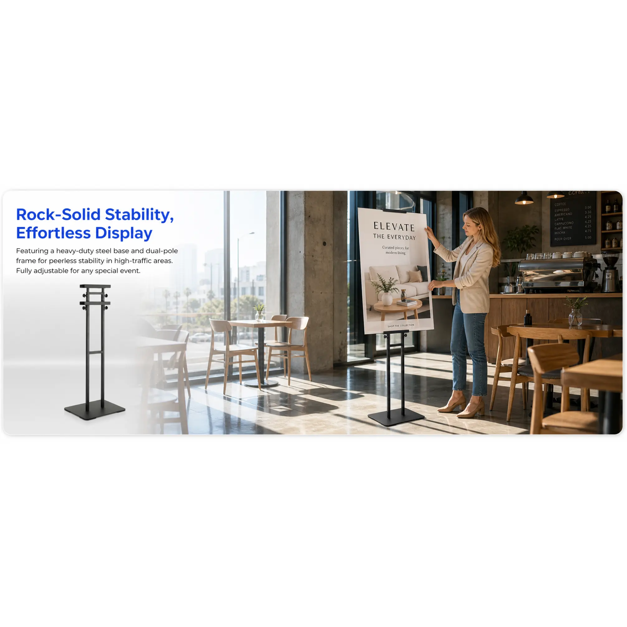 Freestanding KT Board Display Stand| Adjustable Floor Sign Holder for Mall Supermarket Advertisement, Birthday Holiday Party Poster & Promotional Signage