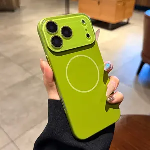 Magnetic crystal lens matte skin sensation shockproof phone case suitable for iPhone 17 16 15 14 13 12 11 Pro Max Air Plus wireless charging MagSafe ultra-thin solid color simple phone protective case Shockproof Phone Cover