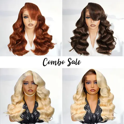 [COMBO SALE] West Kiss Glueless 250% Density Right Side Part Human Wigs LayerCut Body Wave 6x8 Lace Closure Wig Pre Cut Pre Plucked Human Hair