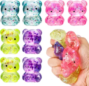 8 Pack Bear Squishy Toys, Glitter Colorful Sensory Stress Balls for Anxiety Relief, Squishy Balls Fidget Toys for Kids Adult, Squeeze Balls Bulk, Party Favors Goodie Bags Stuffer for Boys Girls