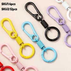 6/12pcs Multicolor Spring Keychains, Creative Dual-Head Open Book Bag Hooks, Car Key Ring, Waist Strap, Unique Accessories, Key Ring Clip, Keychain Set