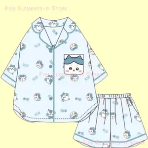 Chiikawa Cute Pajamas Hachiware USAGI Summer Short-sleeved Pajamas Cartoon Home Clothes Set Can Be Worn Outside