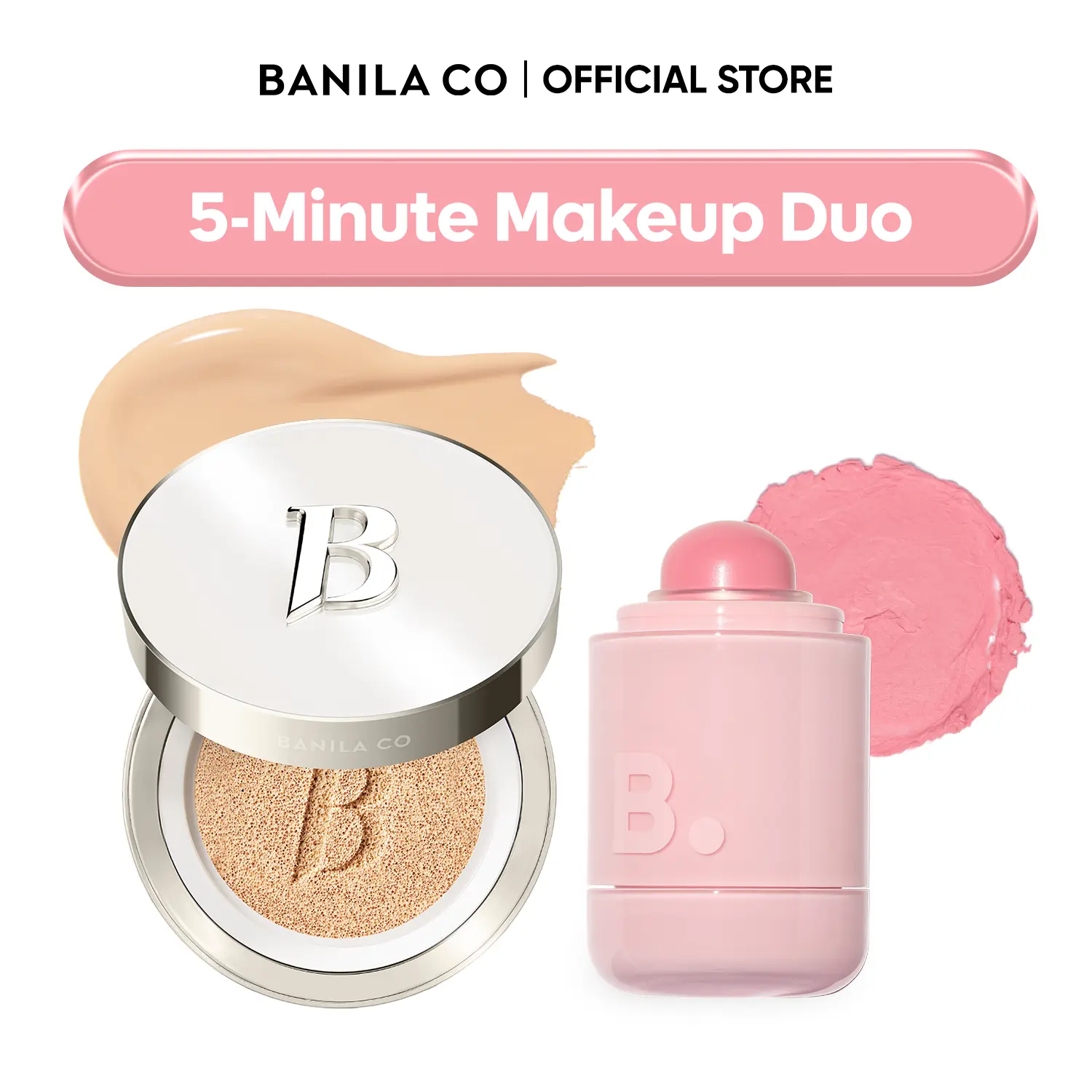 [NEW] BANILA CO 5-Minute Makeup Duo | Covericious Ultimate Cover Cushion & Romantic Blush Lip & Cheek | Long-Wear Full Coverage Cushion Foundation + Multi-Use Lip, Cheek & Eye Color Stick