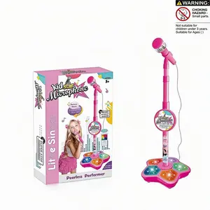 Microphone Toy with Super Colorful Lights, Unisex Singing Mic with Stand, Role Play Music Enlightenment Educational Toy
