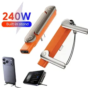 1/2/3PCS Type C Phone Charging Bracket Adapter 240W Fast Charging Multi-function Foldable Type-C Male to USB-C Female Converter