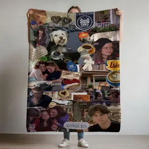 Gilmore Girls TV Show Collage Throw Blanket - Luke's Diner & Stars Hollow Design with Rory, Lorelai, Emily Gilmore - Soft Polyester Fleece All-Season Couch Bedspread for Fans, Birthday/Christmas Gift - Lightweight & Breathable Contemporary Style 739